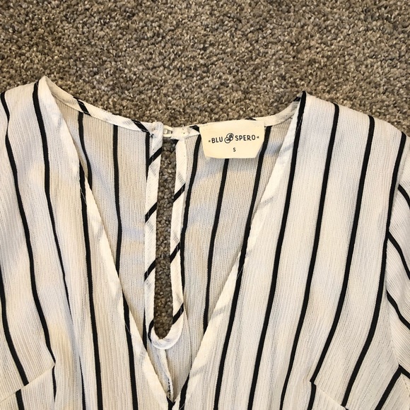 BluSpero Black & White Striped Romper Size Small - Picture 2 of 4